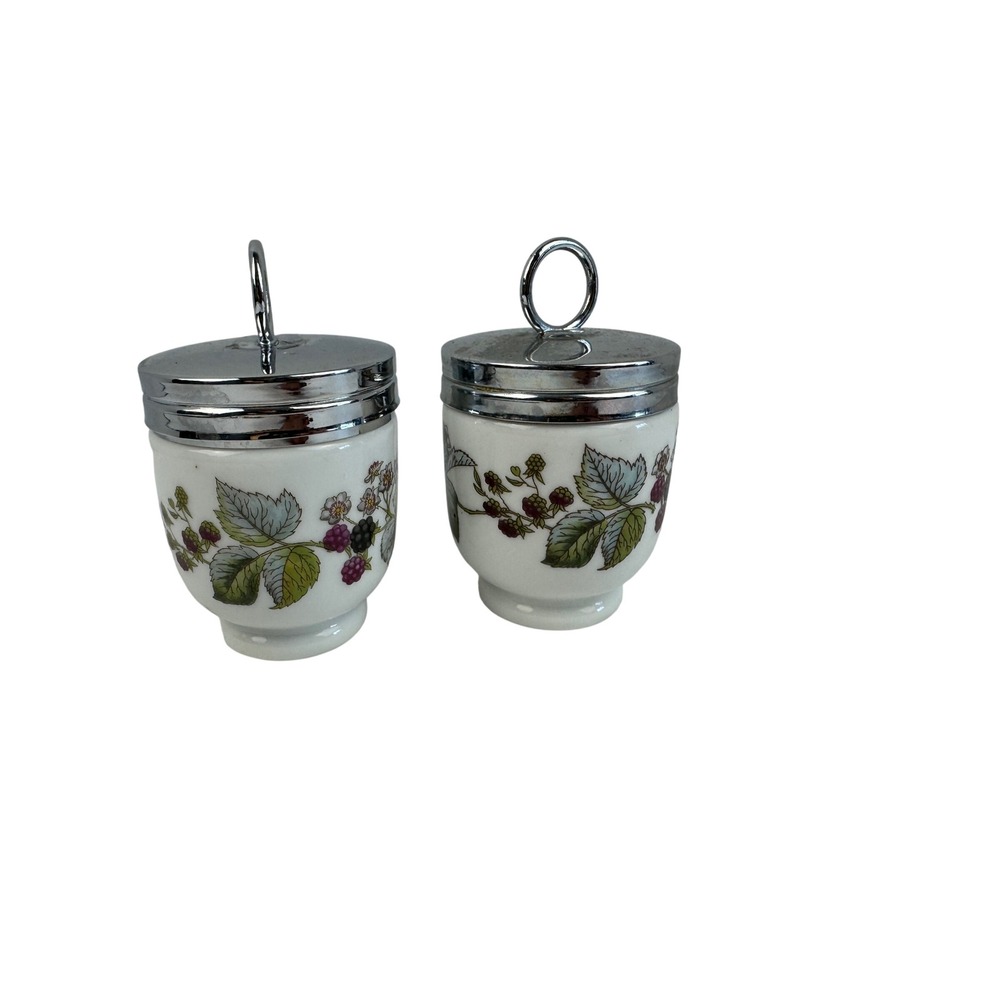 Royal Worcester Evesham Blackberry Porcelain Egg Coddlers Set of 2 England